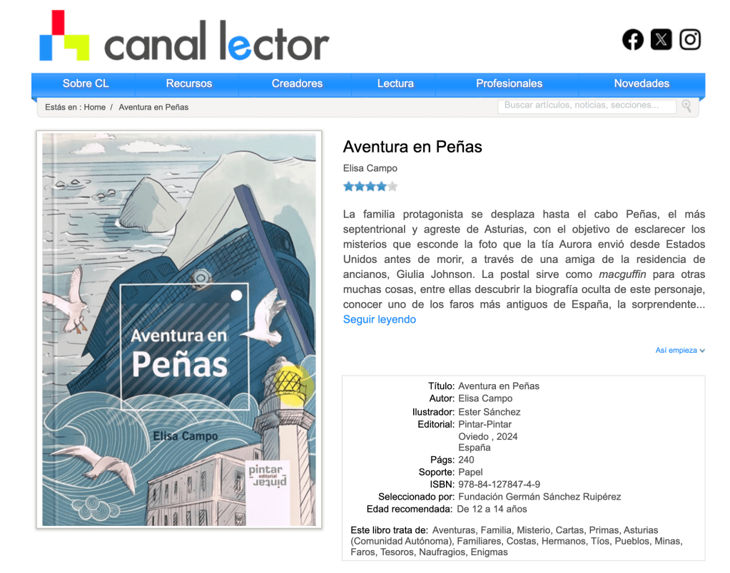 «Aventura en Peñas» de Elisa Campo, novedad seleccionada por Canal&nbsp;Lector