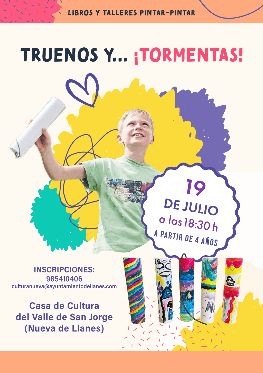 Libros y talleres Pintar-Pintar en la Casa de Cultura del Valle de San Jorge (Nueva de&nbsp;Llanes)