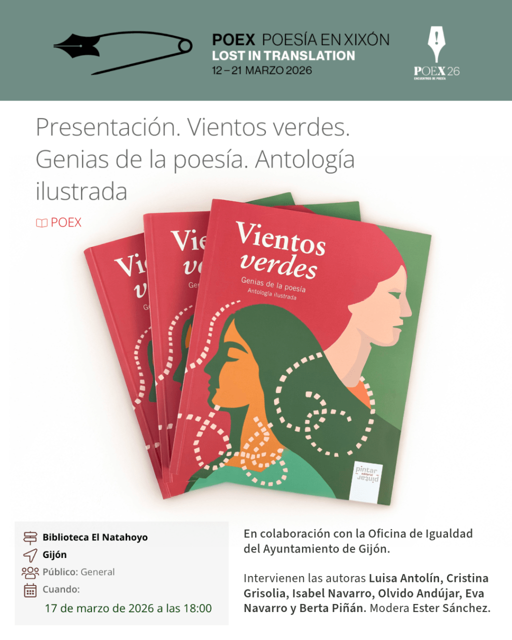 Pintar-Pintar en POEX 2026: dos citas con la poesía en Xixón